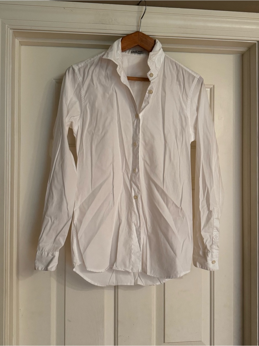 Miu Miu White Long-Sleeve Dress Shirt XS